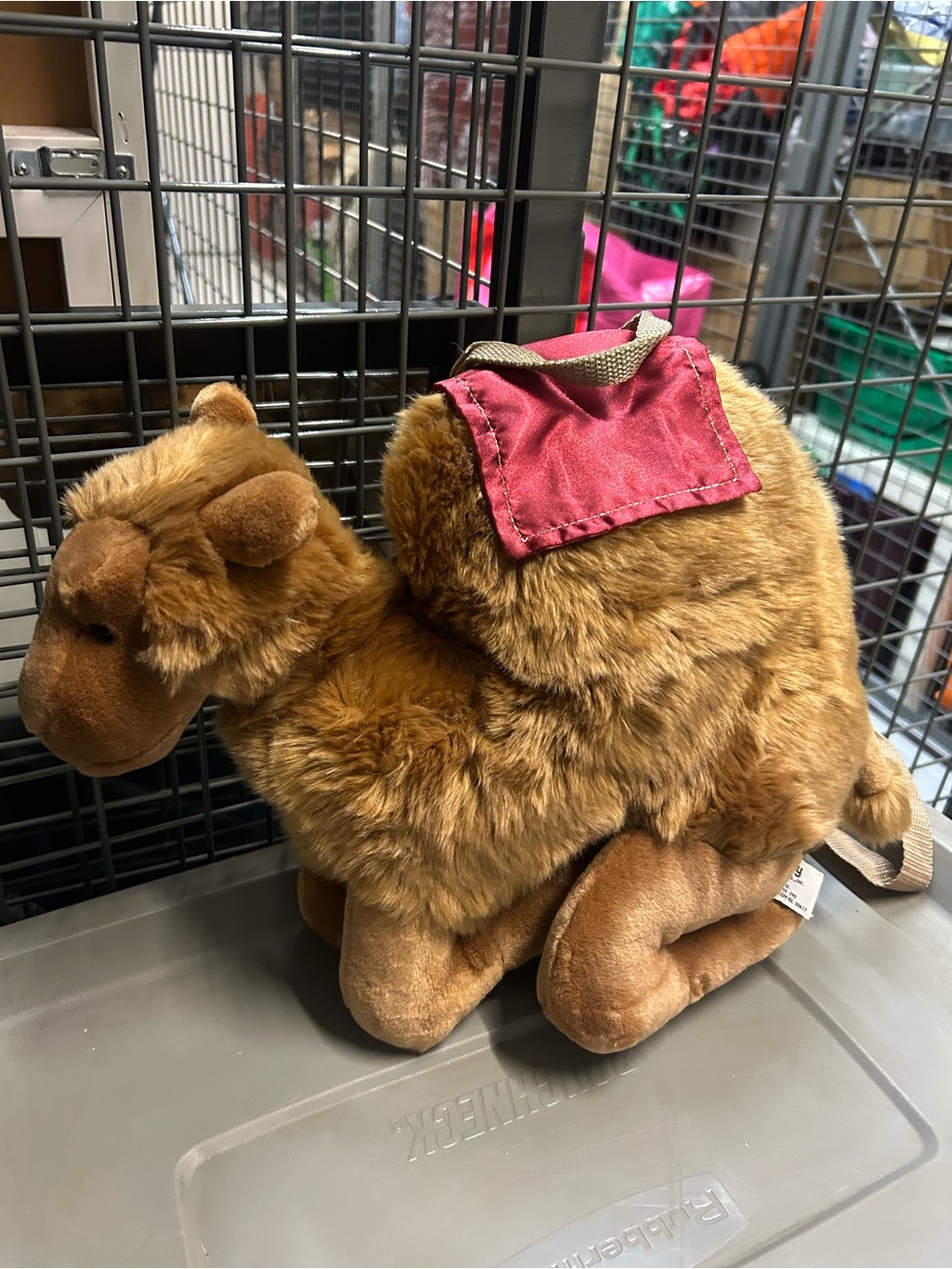Rare Plush Camel Stuffed Animal Toy - Brown with Red Saddle Backpack
